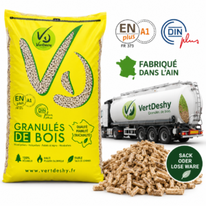 VERTDESHY Holzpellets – Sack (15 kg) oder lose Ware – 100 % unbehandeltes Nadelholz, ENplus A1 und DINplus