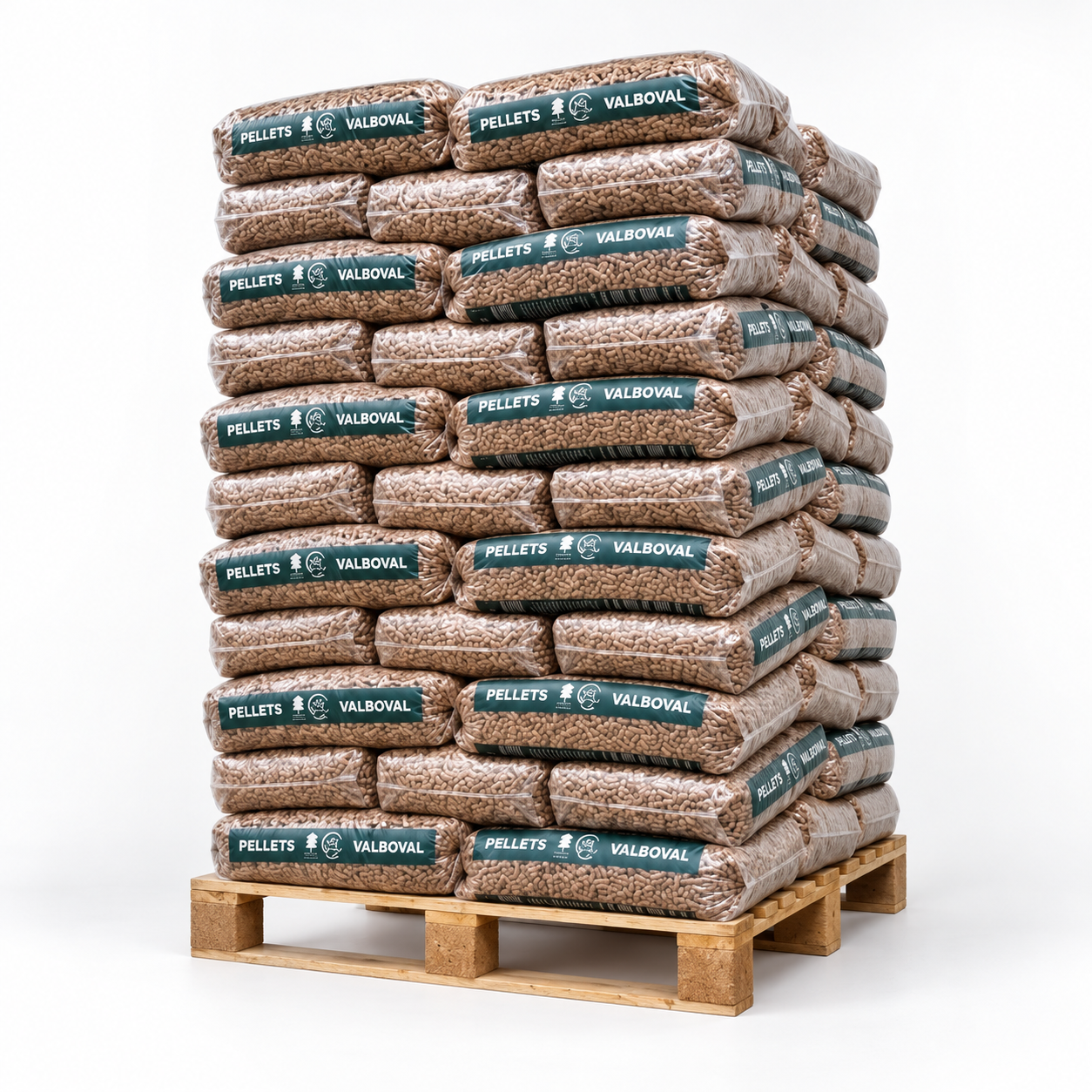 Valboval Holzpellets Palette mit 65 Säcken à 15 kg (975 kg) – 100 % Nadelholz, DINplus, Heizwert über 5 kWh/kg – Bild 2