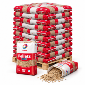 TotalEnergies Premium Holzpellets Palette mit 66 Säcken à 15 kg (990 kg) – DINplus