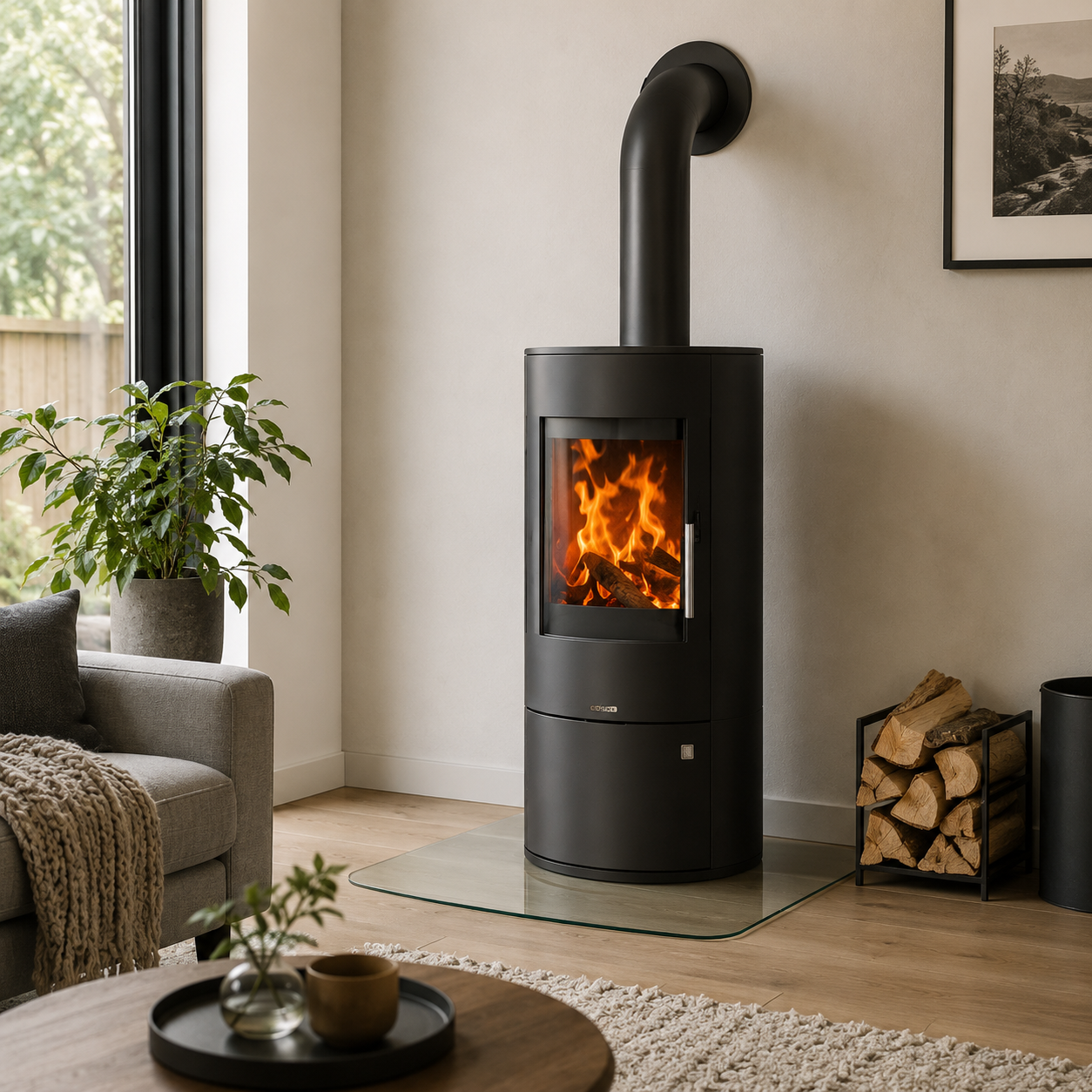 Justus Agero 2.0 Kaminofen 7 kW – breiter Stahl-Kaminofen mit Panoramascheibe – Bild 5