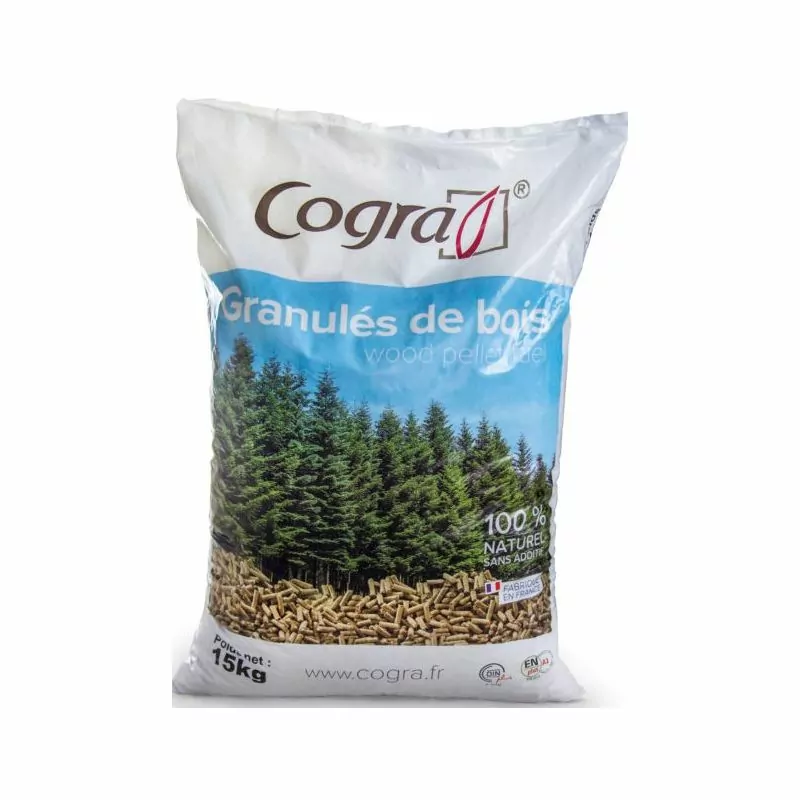 Cogra Holzpellets Palette mit 70 Säcken à 15 kg – 100 % Nadelholz aus Sägemehl und Holzspänen – Bild 2