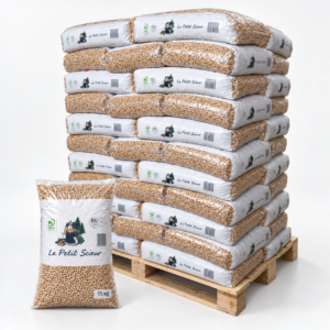 Le Petit Scieur Holzpellets Palette mit 65 Säcken à 15 kg (975 kg) – 100 % Nadelholz, DINplus und PEFC
