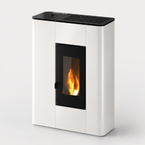 Freepoint Atri Pelletofen 4,9 kW – Metall Weiß, raumluftunabhängig mit Automatik