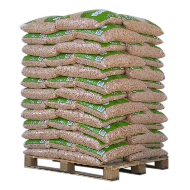 DIN Pellets Holzpellets Palette mit 65 Säcken à 15 kg (975 kg) – 100 % Nadelholz, DINplus