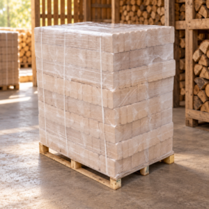 Kali Holzbriketts – 960 kg Palette, naturbelassen, Verpackung aus Karton ohne Kunststoff