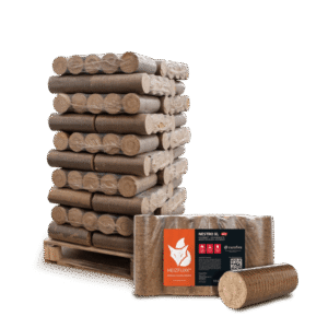 Heizfuxx Nestro XL Red Hartholzbriketts – 300-kg-Palette mit 30 Gebinden à 10 kg, FSC
