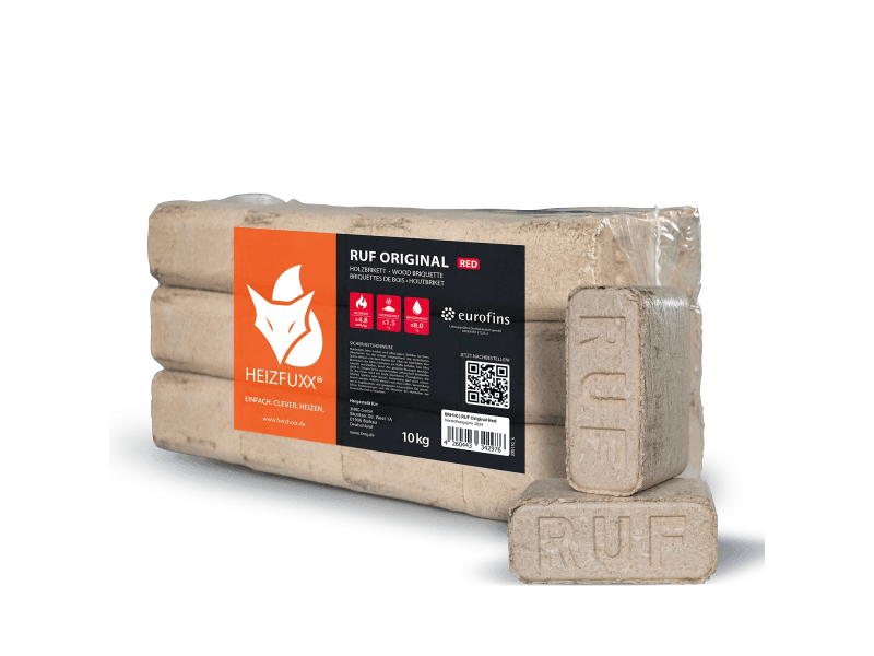 Heizfuxx RUF Original Red Hartholzbriketts – 300-kg-Palette, 30 Gebinde à 10 kg, FSC – Bild 5
