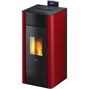 Freepoint Amaranto Pelletofen 8,5 kW – Stahl Bordeaux, vollautomatisch mit WLAN