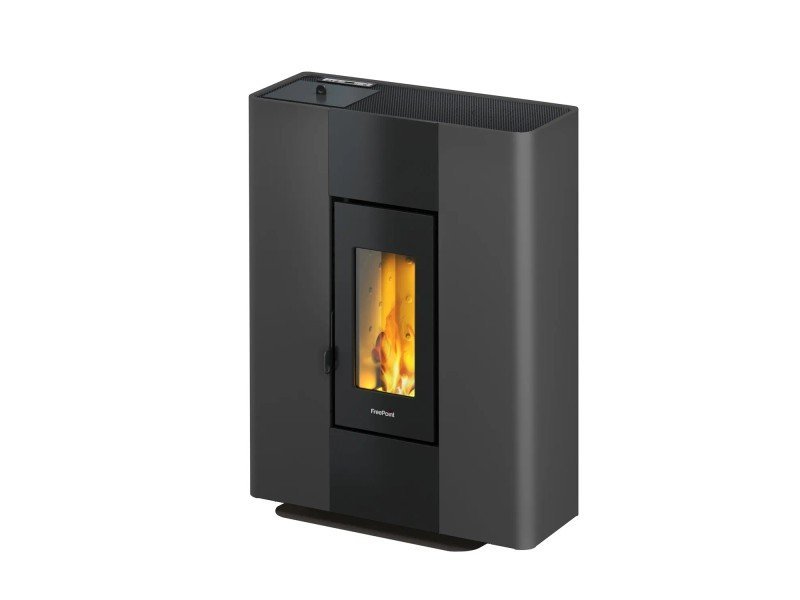 Freepoint Roxy Pelletofen 7 kW – Anthrazit, extra flach mit Fernbedienung und Automatik