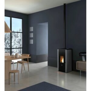 Freepoint Shar Pelletofen 7 kW – Titangrau, kompakt mit WLAN und Automatik