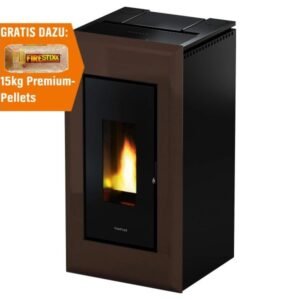 Freepoint Vega Pelletofen 10,5 kW – Braun, klassisch mit Guss-Brennraum, Automatik und Fernbedienung