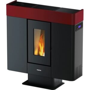 Freepoint Moon Pelletofen 10 kW – Bordeaux, extra flach mit WLAN-Steuerung und Automatik