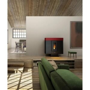 Freepoint Moon Pelletofen 10 kW – Bordeaux, extra flach mit WLAN-Steuerung und Automatik