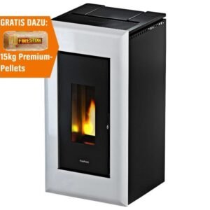 Freepoint Vega Pelletofen 10,5 kW – Weiß, klassisch mit Guss-Brennraum, Automatik und Fernbedienung