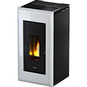 Freepoint Vega Pelletofen 10,5 kW – Weiß, klassisch mit Guss-Brennraum, Automatik und Fernbedienung