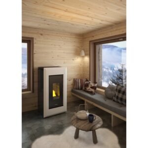 Freepoint Vega Pelletofen 10,5 kW – Weiß, klassisch mit Guss-Brennraum, Automatik und Fernbedienung