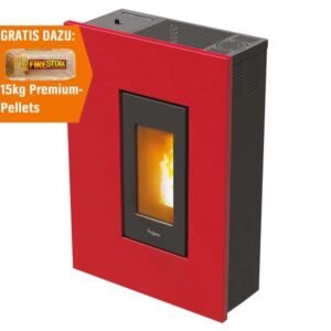 PEGASO Madison Pelletofen 5,3 kW – Bordeaux, schlank mit Guss-Brennraum, Automatik und Fernbedienung