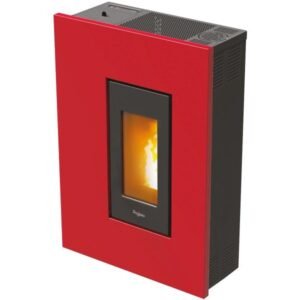 PEGASO Madison Pelletofen 5,3 kW – Bordeaux, schlank mit Guss-Brennraum, Automatik und Fernbedienung