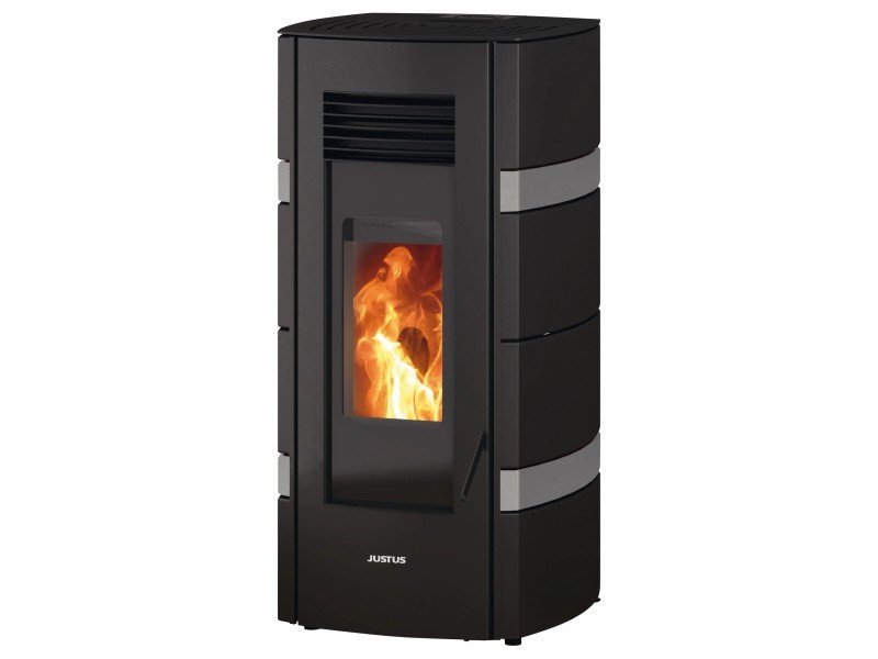 Justus Sia Pelletofen 8 kW – Schwarz-Grau, modern mit Vollautomatik und Fernbedienung