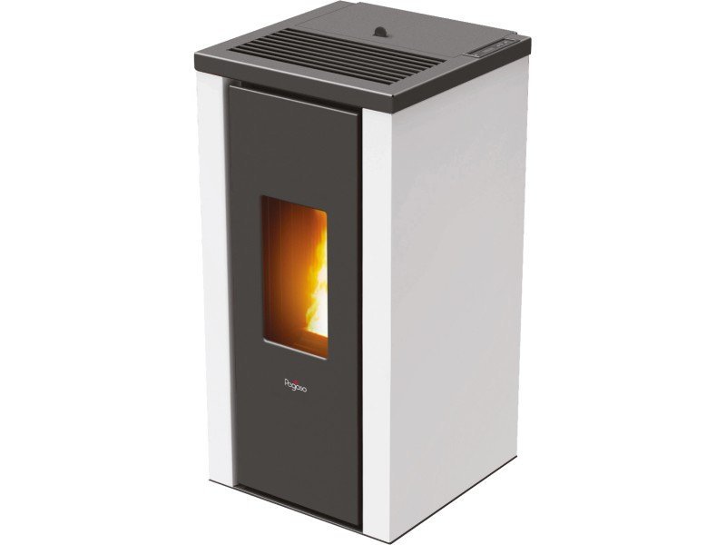PEGASO Vera Pelletofen 7 kW – Stahl Weiß mit Gussbrennraum und Automatik – Bild 2