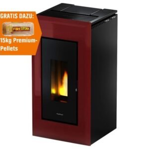 Freepoint Vega Pelletofen 10,5 kW – Bordeaux, klassisch mit Guss-Brennraum, Automatik und Fernbedienung