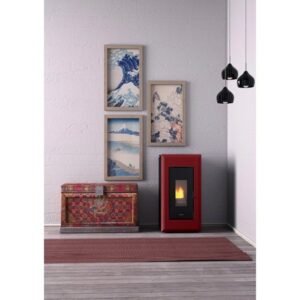 Freepoint Vega Pelletofen 10,5 kW – Bordeaux, klassisch mit Guss-Brennraum, Automatik und Fernbedienung