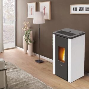 PEGASO Vera Pelletofen 7 kW – Stahl Weiß mit Gussbrennraum und Automatik