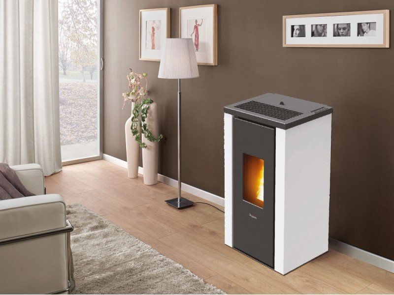 PEGASO Vera Pelletofen 7 kW – Stahl Weiß mit Gussbrennraum und Automatik – Bild 3