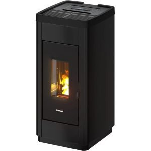 Firefix Ketty Pelletofen 6,3 kW – Schwarz, klassischer Zeitbrandofen mit Guss-Brennraum