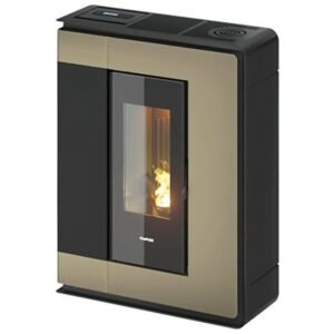Freepoint Arco extra flacher Pelletofen 7 kW – Bronze, raumluftunabhängig mit Automatik