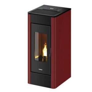 Freepoint INDA Pelletofen 10,5 kW – Bordeaux, Vollautomatik mit Guss-Brennraum