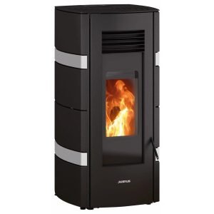 Justus Sia Pelletofen 8 kW – Schwarz-Weiß, Vollautomatik, Vermiculite-Brennraum und Fernbedienung