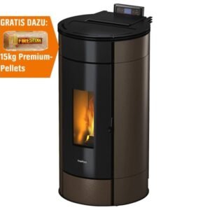 Freepoint Globe Pelletofen 10,5 kW – Stahl Braun mit Automatik und Fernbedienung