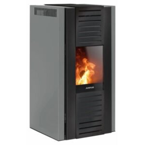 Justus Sirkos Aqua 2.0 wasserführender Pelletofen 9,4 kW – Taupe, mit WiFi und Fernbedienung