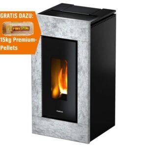 Freepoint Acce kompakter Pelletofen 7 kW – Naturstein-Optik, Automatik und Fernbedienung