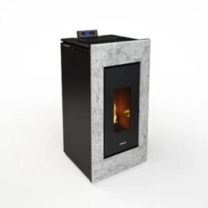 Freepoint Vega Pelletofen 10,5 kW – Naturstein-Verkleidung, Guss-Brennraum und Fernbedienung