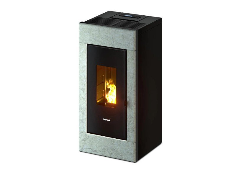 Freepoint Acce kompakter Pelletofen 7 kW – Naturstein-Optik, Automatik und Fernbedienung