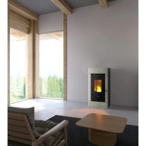 Freepoint Acce kompakter Pelletofen 7 kW – Naturstein-Optik, Automatik und Fernbedienung
