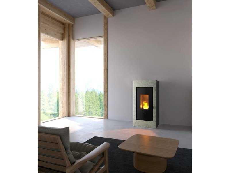 Freepoint Acce kompakter Pelletofen 7 kW – Naturstein-Optik, Automatik und Fernbedienung – Bild 2