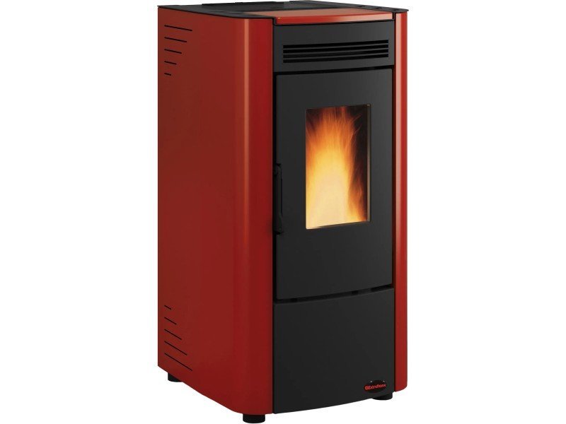 Firefix Ketty Pelletofen 6,3 kW – Schwarz-Bordeaux, Zeitbrand mit Guss-Brennraum – Bild 2