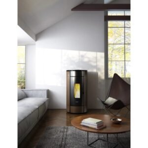 Freepoint Globe Pelletofen 10,5 kW – Stahl Braun mit Automatik und Fernbedienung