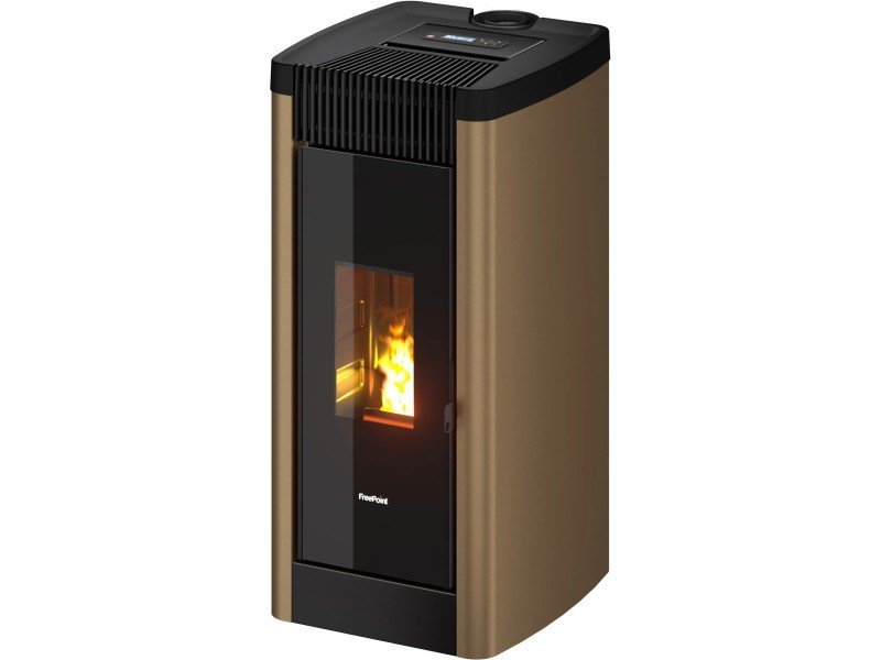 Freepoint STEE Pelletofen 8,5 kW – Bronze, raumluftunabhängig mit Automatik und WLAN