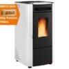 Firefix Ketty Pelletofen 6,3 kW – Schwarz-Weiß, klassisch mit Guss-Brennraum
