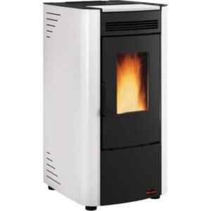 Firefix Ketty Pelletofen 6,3 kW – Schwarz-Weiß, klassisch mit Guss-Brennraum