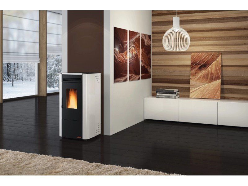 Firefix Ketty Pelletofen 6,3 kW – Schwarz-Weiß, klassisch mit Guss-Brennraum – Bild 3