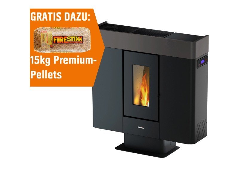 Freepoint Moon extra flacher Pelletofen 10 kW – Titan, WLAN-Steuerung und Guss-Brennraum