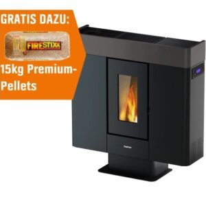 Freepoint Moon extra flacher Pelletofen 10 kW – Titan, WLAN-Steuerung und Guss-Brennraum