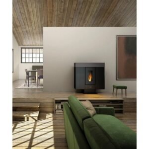Freepoint Moon extra flacher Pelletofen 10 kW – Titan, WLAN-Steuerung und Guss-Brennraum
