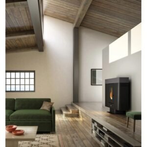 Freepoint Moon Pelletofen 10 kW – Bordeaux, extra flach mit WLAN-Steuerung und Automatik