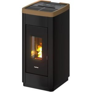 Freepoint LIFE Pelletofen 8,5 kW – Schwarz-Gold, raumluftunabhängig mit WLAN